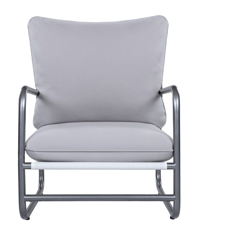 Fauteuil d'extérieur avec cadre en aluminium, fauteuil simple avec coussin amovible résistant à l'eau