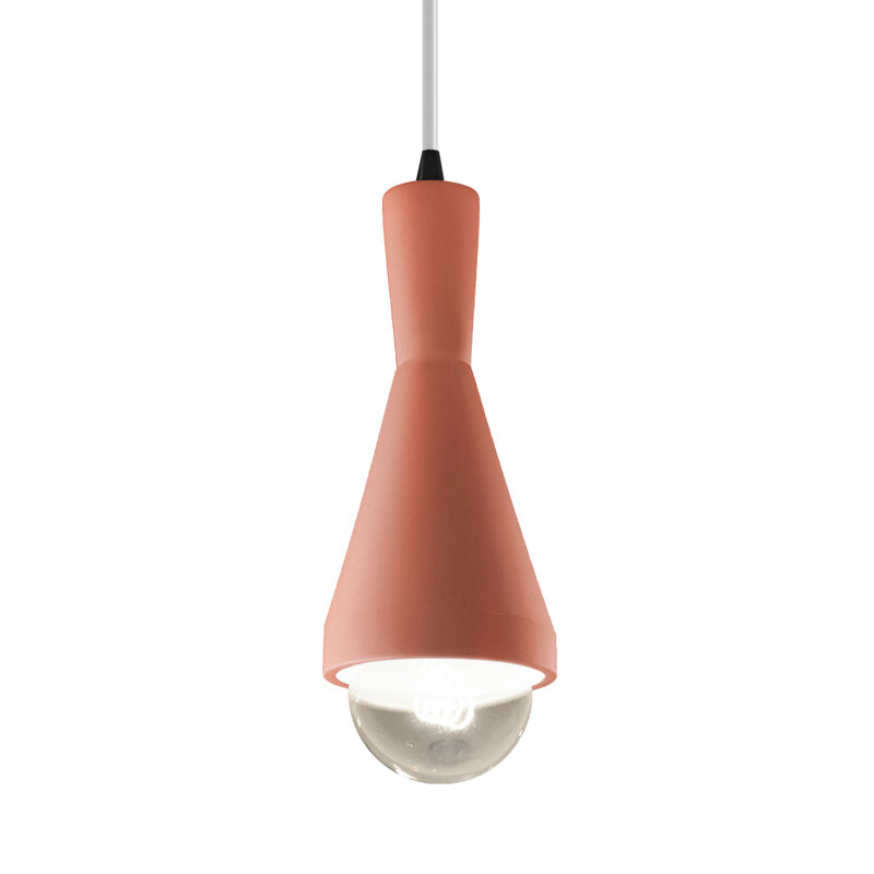 Luminaire suspendu 1 lumière avec détails en métal Breeona, Rosé brillant, Noir mat