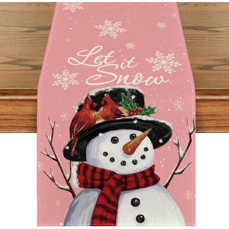 Artoid Mode Snowman Let It Snow Winter Table Runner, Seasonal Christmas Kitchen Dining Table Decoration For Home Party Decor 13X72 Inch