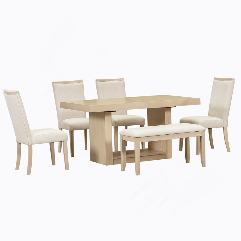 Ensemble de table de salle à manger à rallonge 6 pièces Contemporary pour une expérience repas sophistiquée et confortable