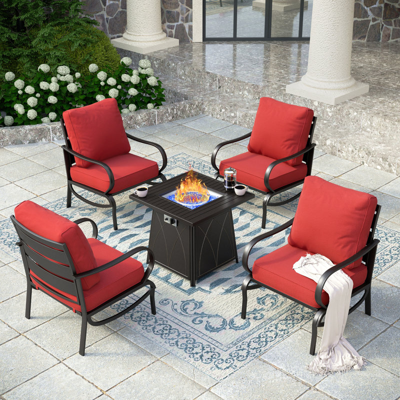 Tapasi Outdoor Patio Conversation Furniture Set, Red