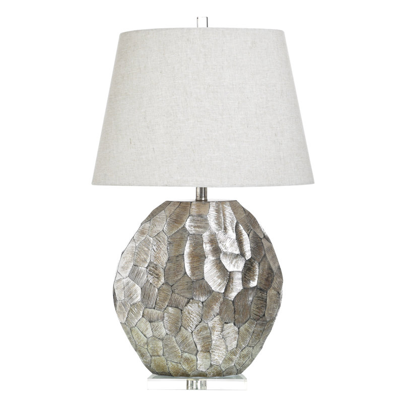 Poly Table Lamp - Eggie Silver - White Shade