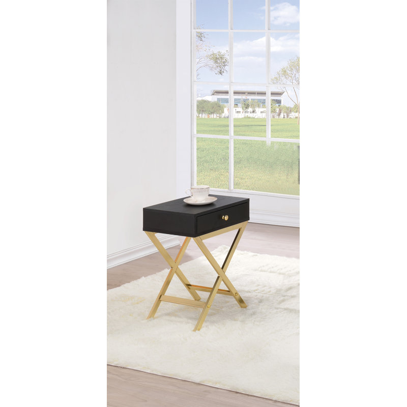 Table d'appoint Coleen, Black, Gold