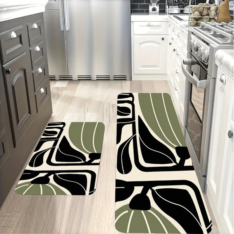 Ensemble de 2 tapis de cuisine géométriques