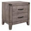 Table de chevet 2 tiroirs pour chambre à coucher - Finition gris-brun, stratifié et table d'appoint en bois gris-brun, tiroirs, corps d'ingénierie