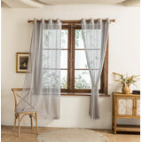 Light Filtering Polyester Back Tab Curtains Panel(Set of 2)