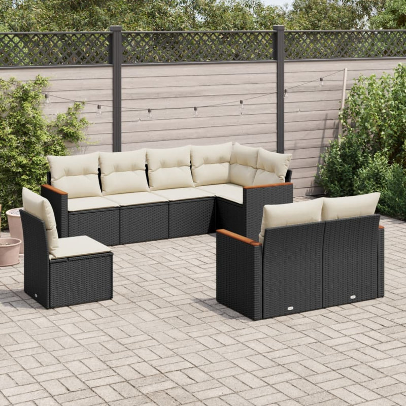 Ensemble de canapé de jardin Vidaxl noir et blanc crème