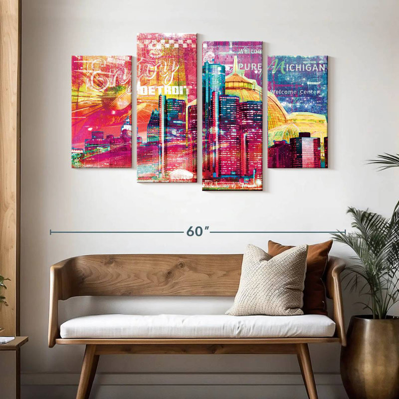 Nicci Detroit Cityscape Grunge, H 32 po x l 52 po