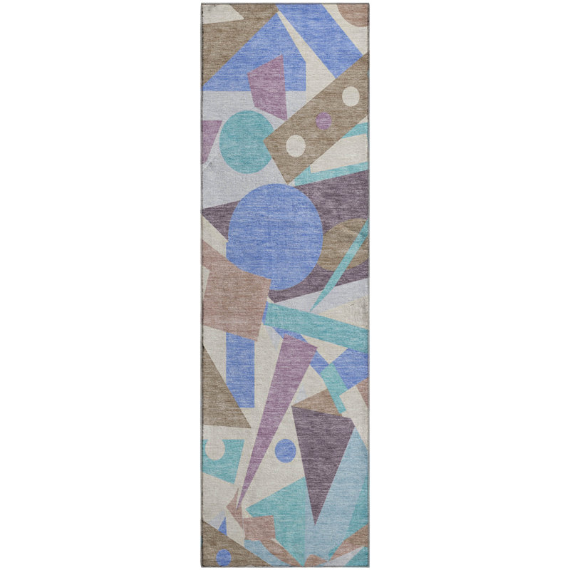 Premium Machine Washable Mehara AMF1693 Geometric Rug, Runner 2'3" x 7'6"