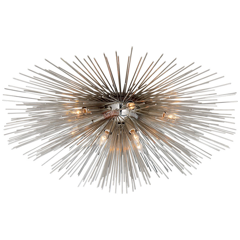 Kelly Wearstler Strada Medium Flush Mount, Polished Nickel, 14.5" H x 40" W x 40" D