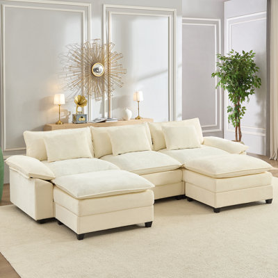 Canapé modulaire surdimensionné de 118 po avec coussins double épaisseur et repose-pieds