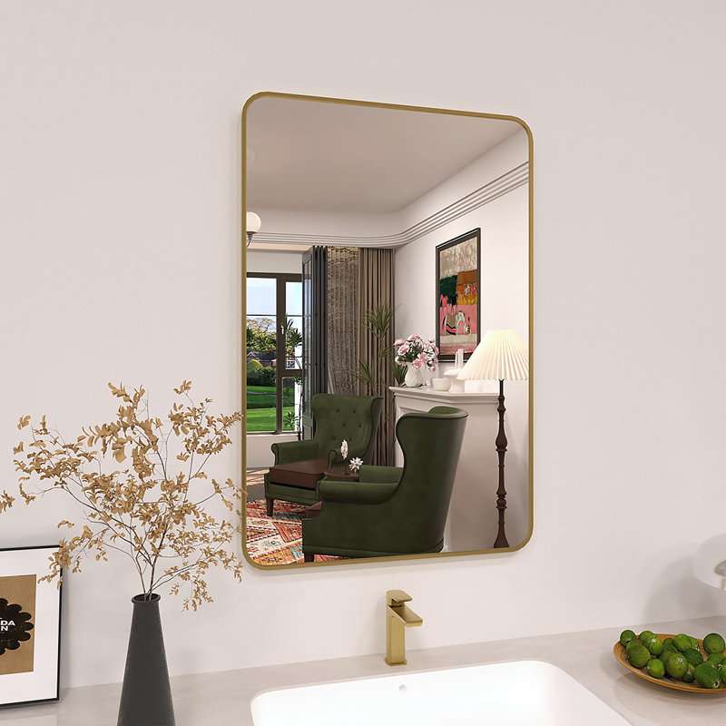 Miroir de salle de bain mural Lucha, Doré, 24 po x 36 po