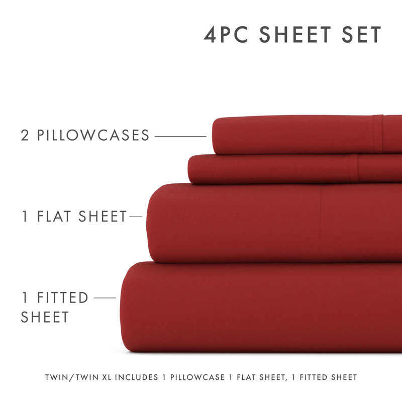 Burgundy Twin XL Deep Pocket Microfiber Sheet Set