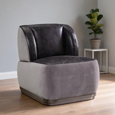 Fauteuil d'appoint 29 pouces 1 place en cuir véritable gris ardoise de style rétro