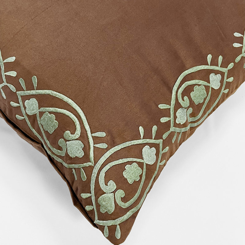  Housse de coussin carré et insert, Brun / Sauge