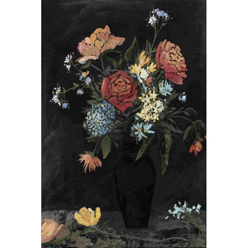 Noir floral II, H 36 po x l 24 po