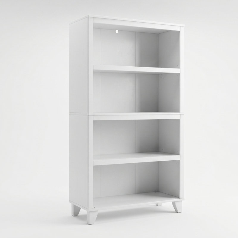 Bibliothèque ouverte à 4 niveaux, étagère de rangement et de présentation avec pieds pour le bureau à domicile et le salon