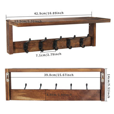 17 Stories Solid Wood Wall 10 - Hook Wall Mounted Coat Rack