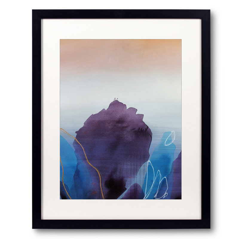 Dusk Petals par Novi Lim - Peinture, Papier avec cadre noir, 24" H x 30" W