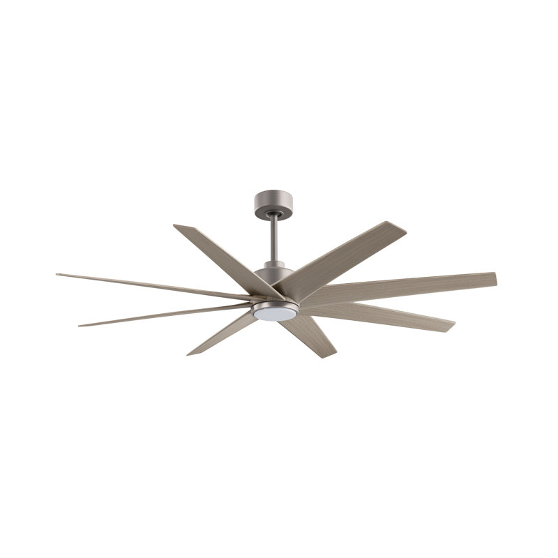 Ariella - Eight Blade Ceiling Fan - Integrated LED - Matte Black Finish - Matte White Blades, Brushed Nickel, Gray Ash Tone