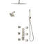 Ensemble de robinet de douche, système de douche de pluie thermostatique de plafond de 16 pouces avec tête de fixation murale de 6 pouces, 6 jets de corps et douchette, valve de pluie double en laiton et ensemble de garniture, nickel brossé