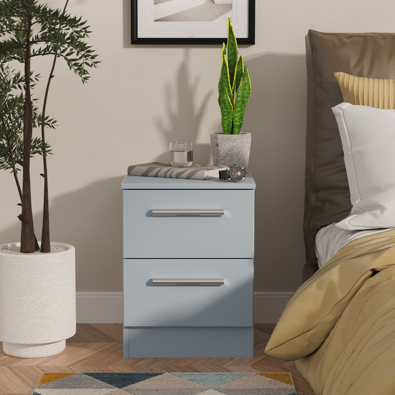 Bhaga 37cm W Manufactured Wood Bedside Table, Denim