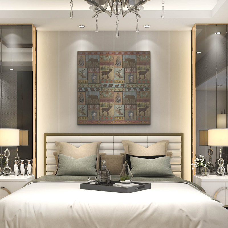 Art mural en métal Millwood Pines «Patchwork Lodge And Cabin» par Art Licensing Studio, H 36 po x l 36 po
