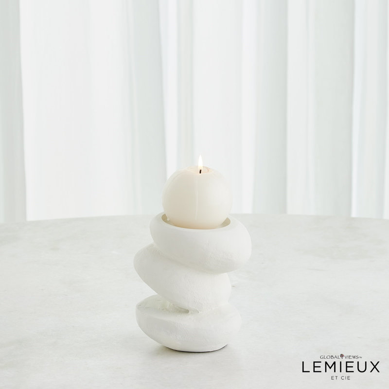 Pradier Candle Holder-White-Sm