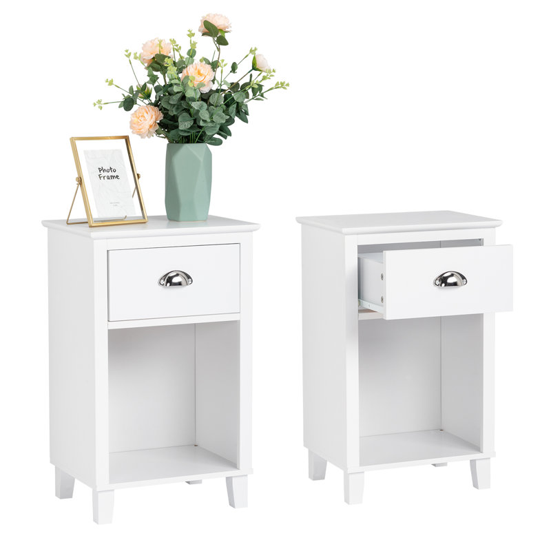 Table de chevet en bois manufacturé blanc