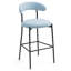 Tabouret de bar 26 po à hauteur de comptoir avec housse en tissu pour îlot de cuisine avec base thermolaquée noire et repose-pieds (Bleu)