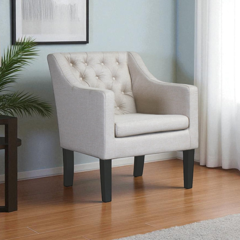 Enclave Beige Finish Upholstered Button-Tufted Club Chair, 30.85" H X 24.24" W X 23.73" D