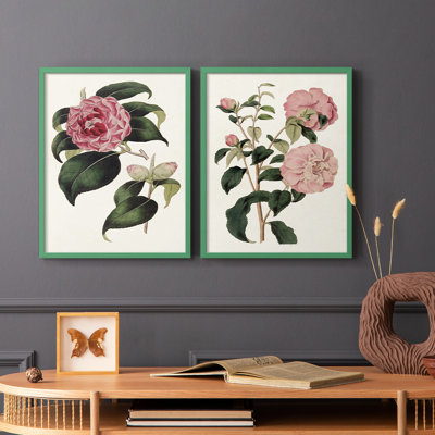 «Pink Floral Mix III» - reproduction encadrée de qualité supérieure - prête à être accrochée - aucun clou requis - aucun clou requis
