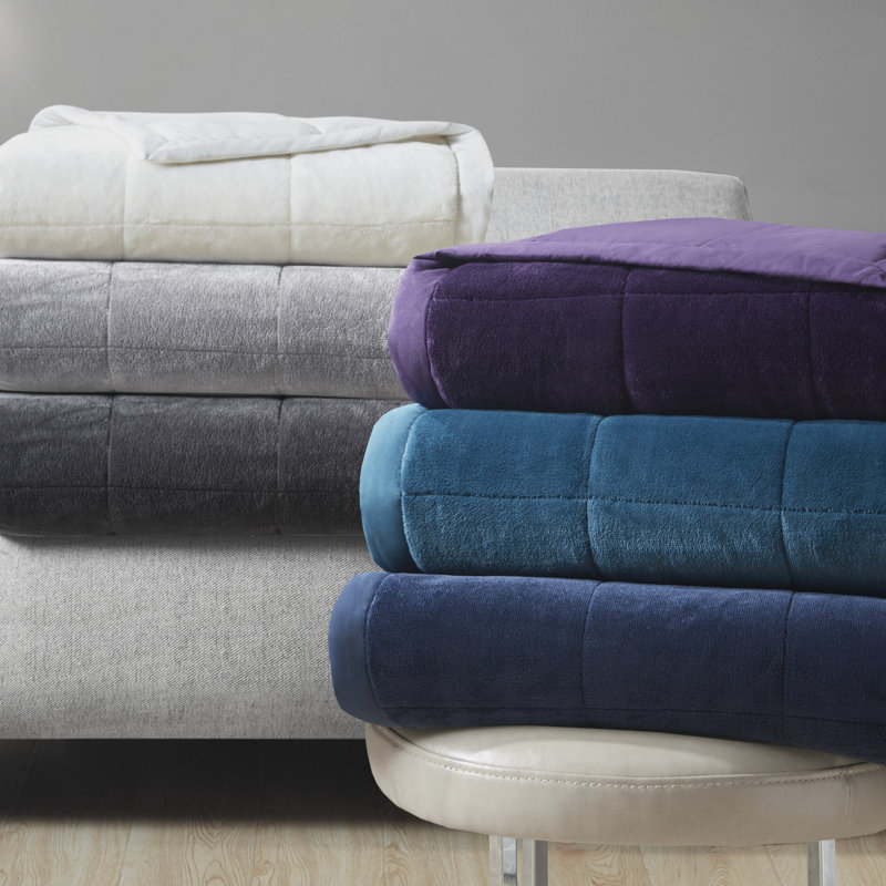 Grey Reversible Plush to Microfiber Full Blanket