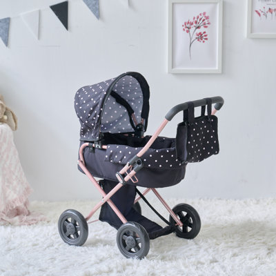 Poussette classique 2-en-1 Teamson Kids avec couchette amovible et auvent rétractable