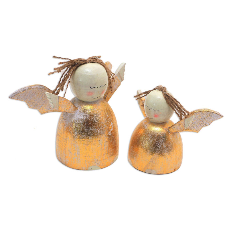Ensemble d’ornement de bureau en bois 2 pièces happy anges