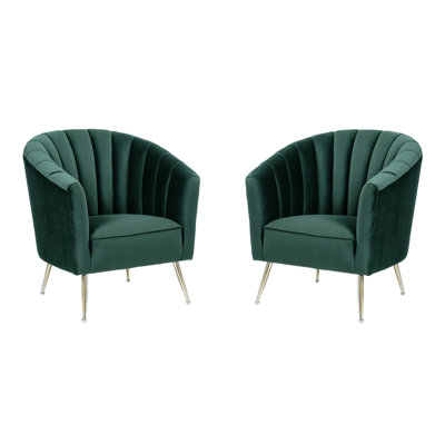 Rosemont Mid-Century Modern Velvet Upholstered Barrel Chair in Green