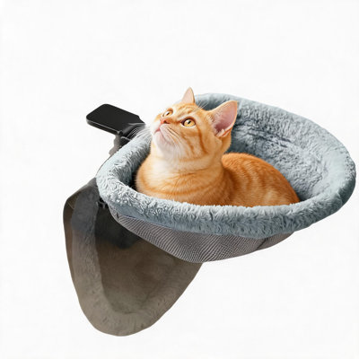 Perchoir de bureau en forme de D pour hamac, lit de chat rotatif à 360 ° pour économiser de l'espace avec pince réglable