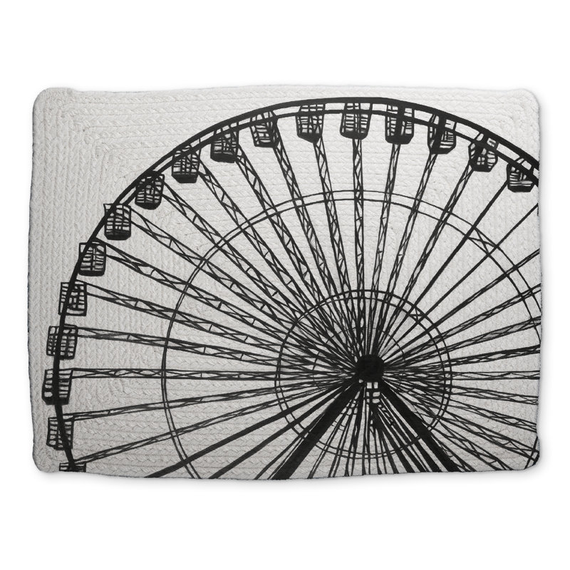 White Braided Polyester Placemat - Monochrome Ferris Wheel Decor