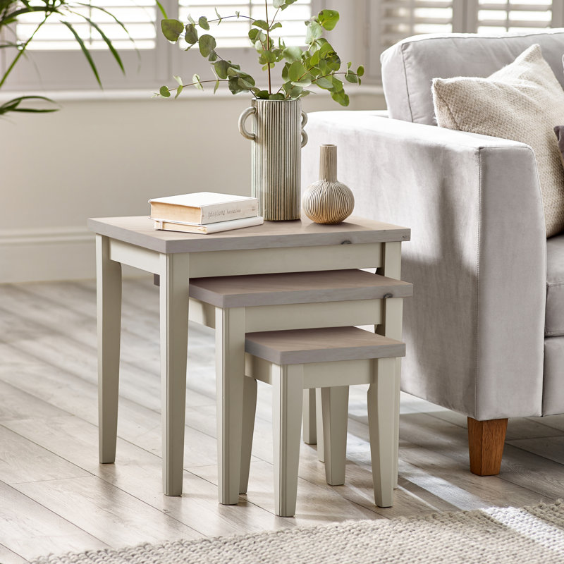 Ensemble de 3 tables de salon Abbondanza, Plateau gris / base grise