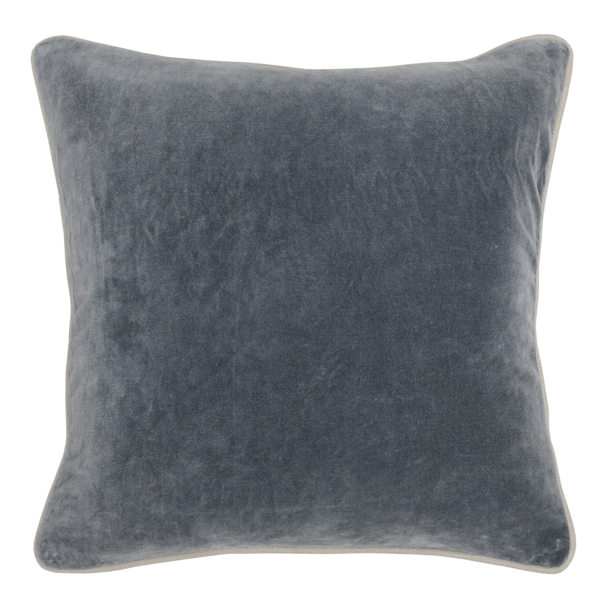 Goodall Velvet Pillow Cover & Insert, Dark Gray, Square 18"
