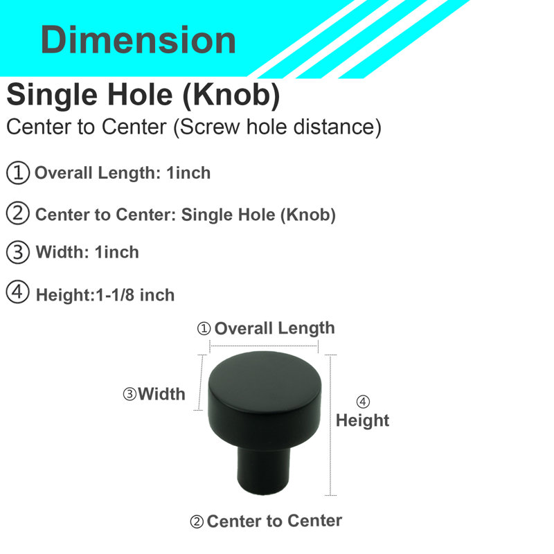 Modket 1" Solid Round Knob, Matte Black