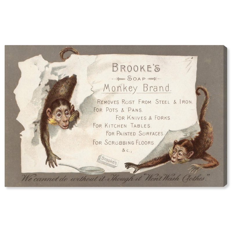 Art Remedy, affiches rétro, toile de marque Brooks Monkey, Reproduction encadrée sans passe-partout, Blanc