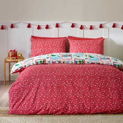 Christmas Town Stamps Reversible Duvet Cover Set