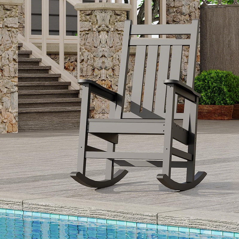 HDPE All Weather Resistant Rocking Chairs, Weather Resistant Poly Plastic Rocker Oversized, High Back Porch Rocker Chair, Patio Rocking Chairs for Outside