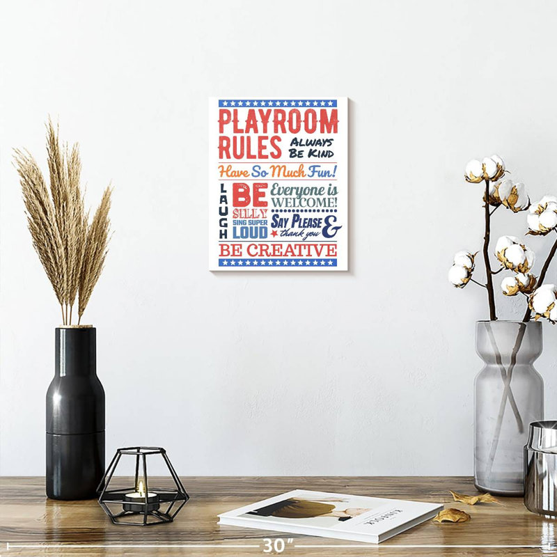 " Playroom Rules " by HomeyNotes Studio, 10" H x 8" W x 1" D