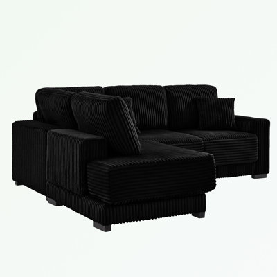L Shaped Corduroy Sofa with Reversible Chaise Lounge by George Oliver