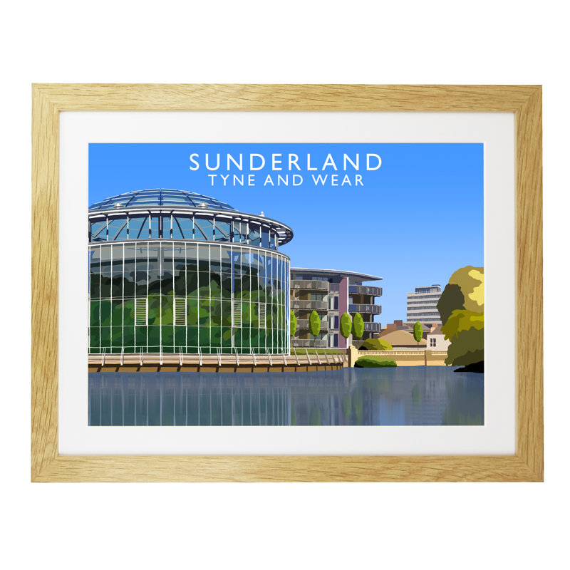 'Sunderland' by Richard O'Neil - Print, Oak Wood Frame, 33.5 cm H x 43.5 cm W x 2.2 cm D