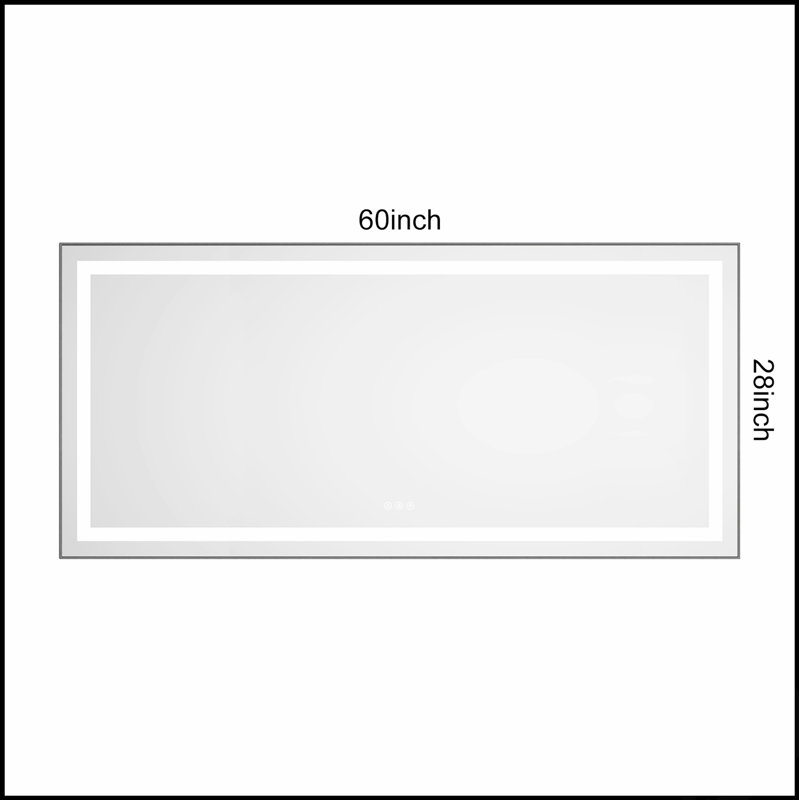 Miroir de salle de bain DEL, Gris, 28 po x 60 po