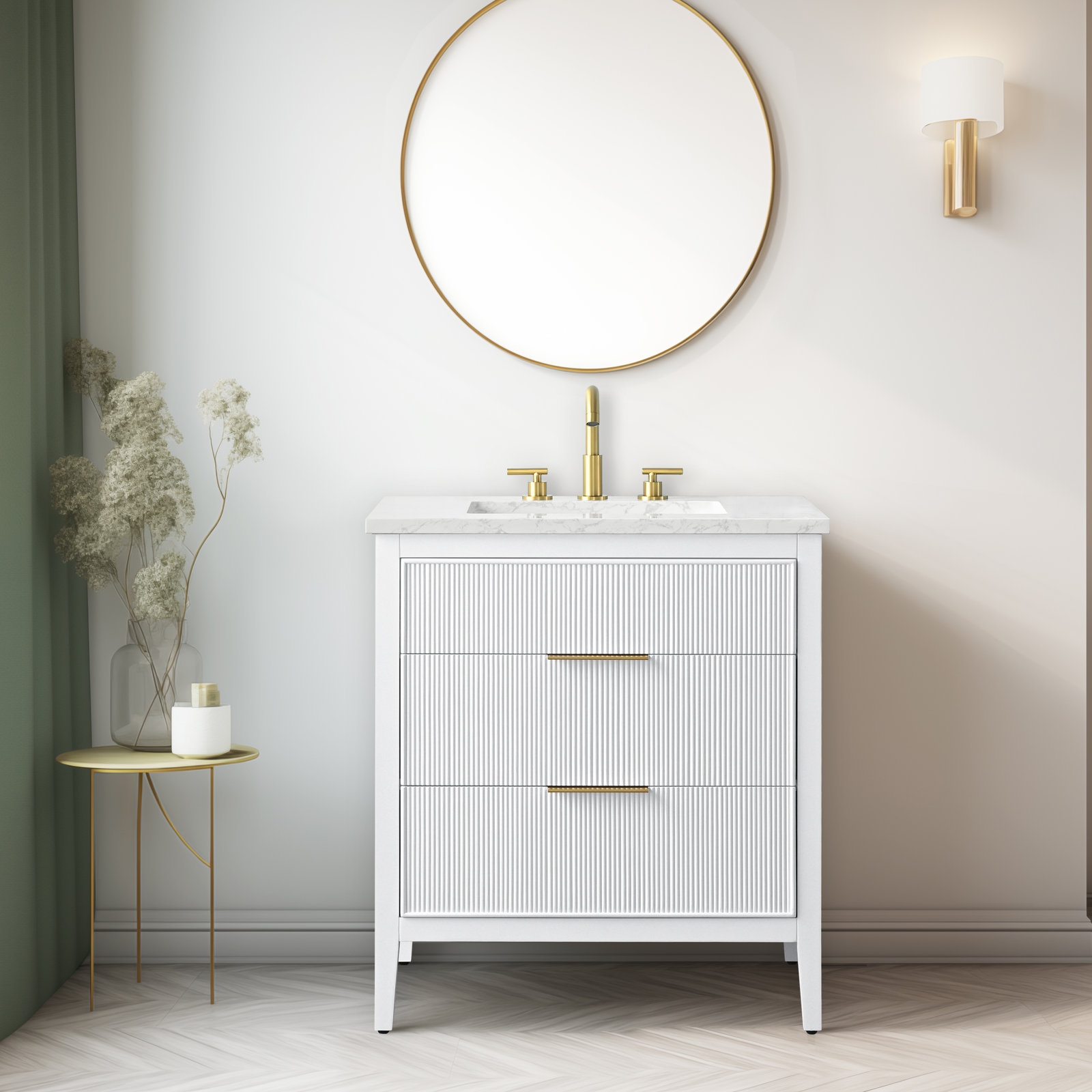 Bilroy 30'' Single Sink Bathroom Vanity , White