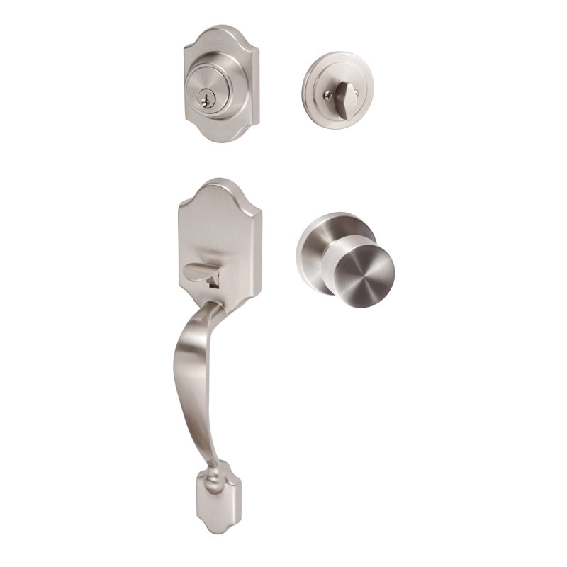 Ensemble de poignées corail, Nickel satiné, Réversible, Bouton de Bergue
